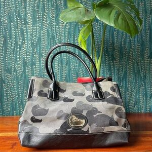 Dooney & Bourke black canvas duck print satchel